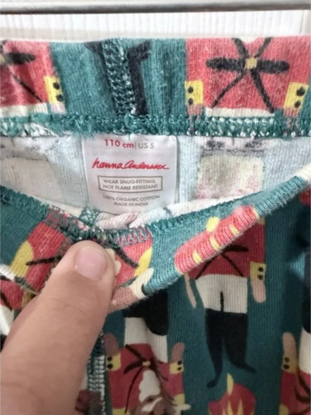 Hanna Andersson Holiday Nutcracker Pajamas Size 110 US 5 Green Organic Cotton